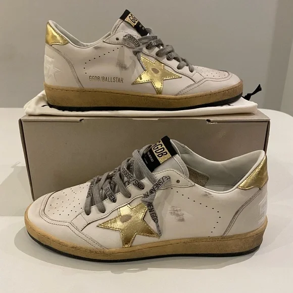 Golden Goose Ball Star Sneaker Milk White Leather/Gold sz 39 New in Box - Picture 3 of 14